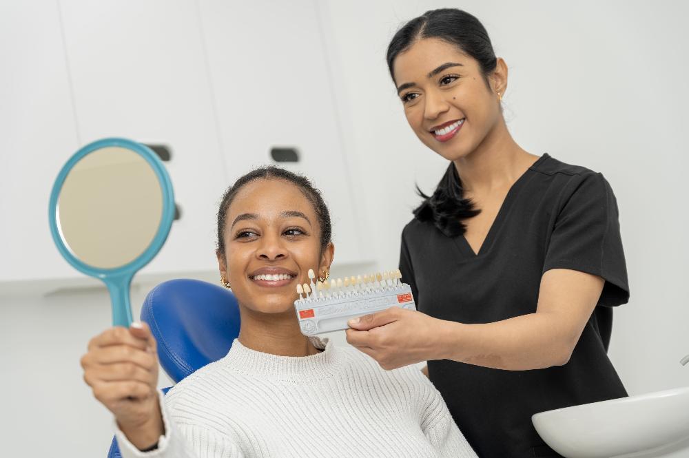 Young Girl showing off her smilie in dental clinic